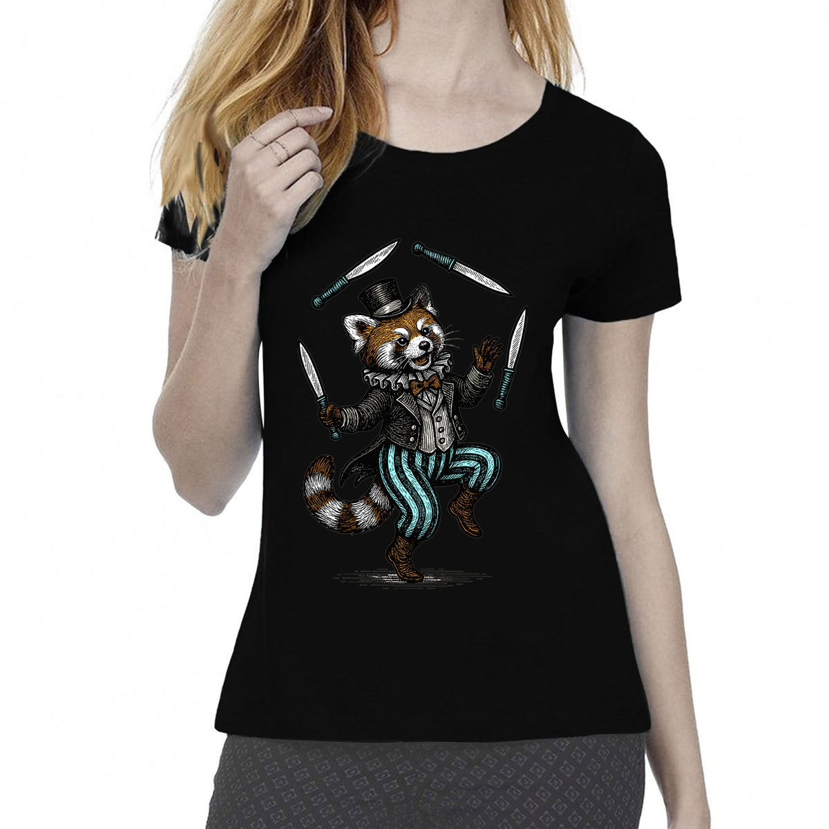 T-shirt donna Panda rosso circus vintage