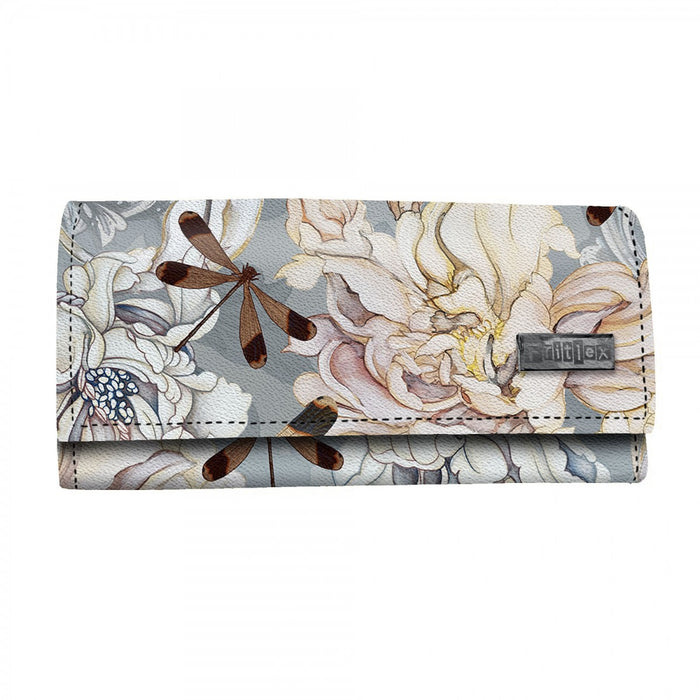 Portafoglio grande Peonie e libellule